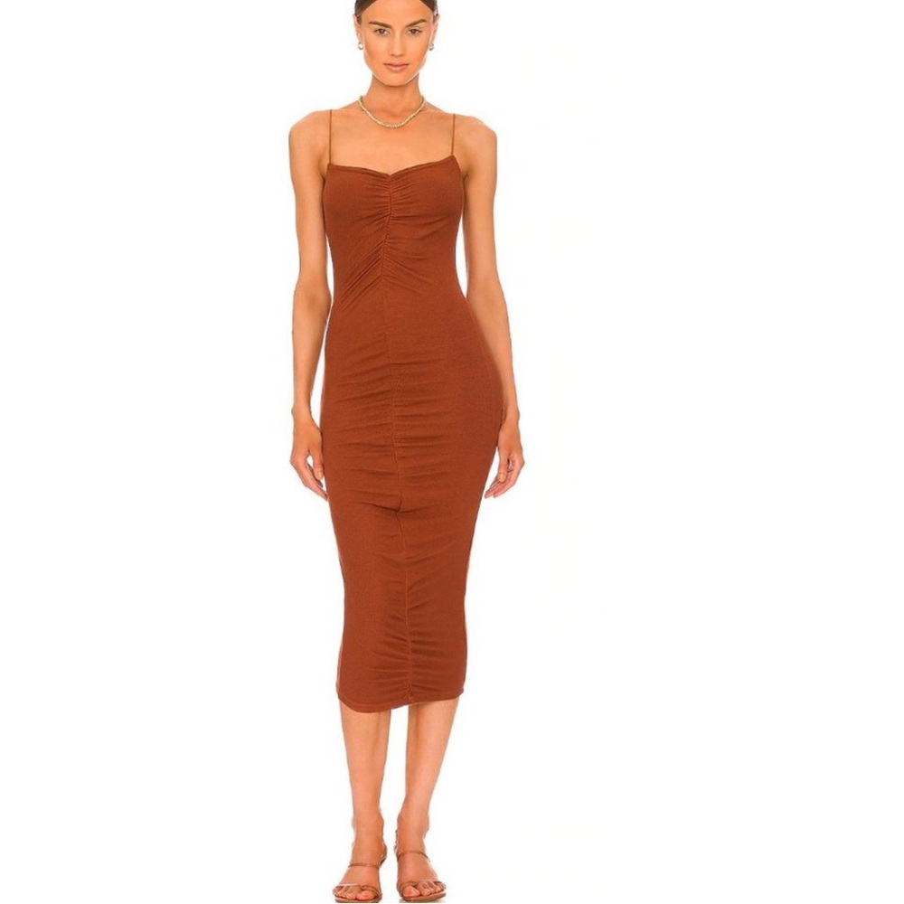 Enza Costa Orange/Brown Midi Dress